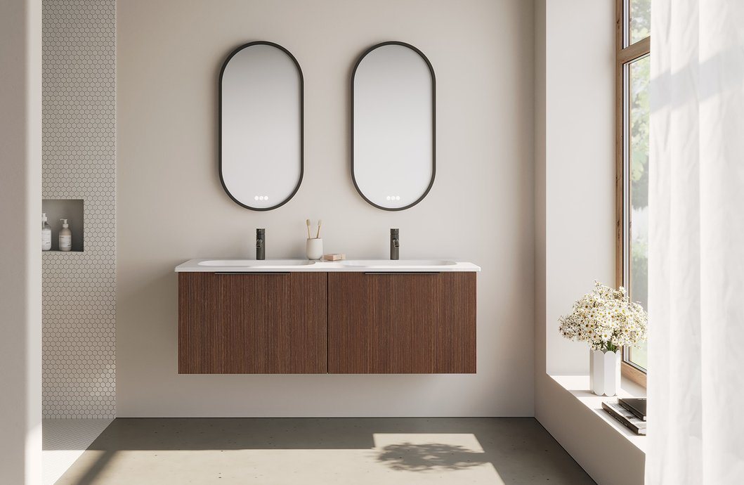 Série de meuble Free - Coloris noyer décor velours, L. 120 cm