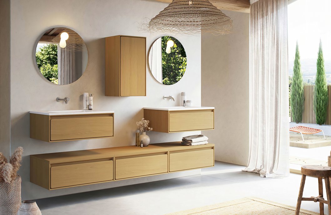 Furniture range Epic - 4-drawer furniture in Natural Oak color, L. 140 cm