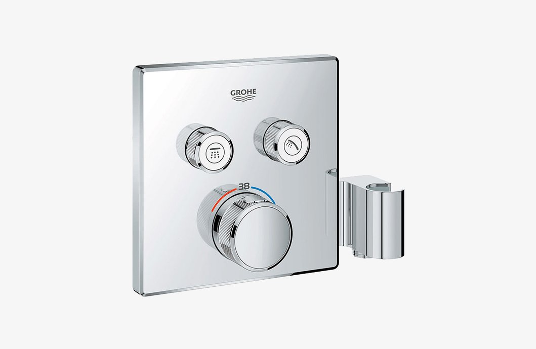 Robinet de douche thermostatique Smartcontrol 2 sorties avec support de douche