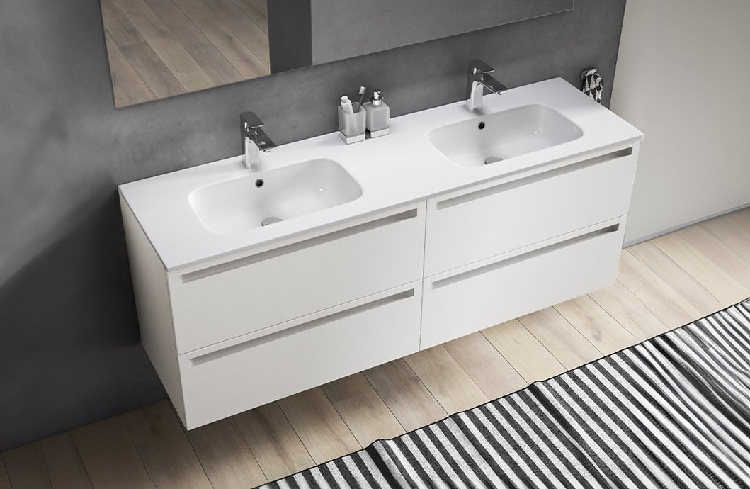 Cabinet Leo 4 drawers matt white lacquered