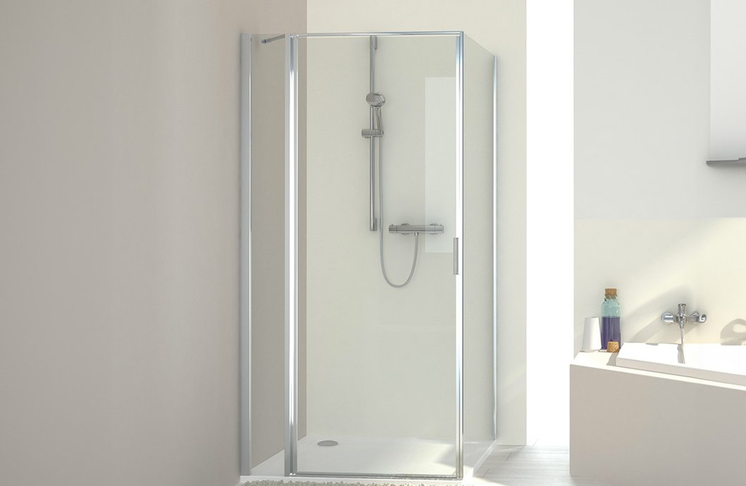 Hinged door Individual 2.0 with fixed panel for corner installation
