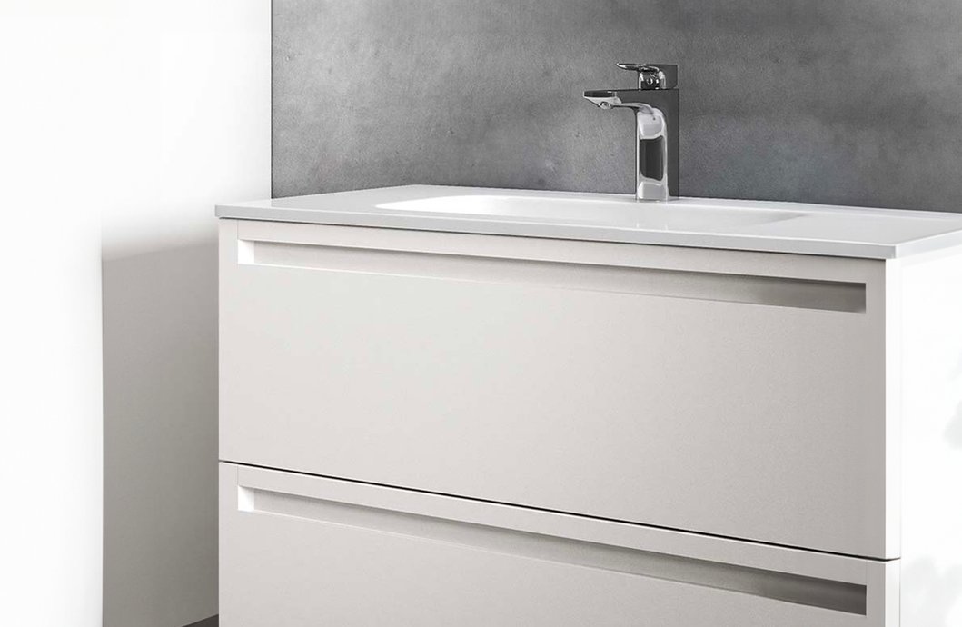 Cabinet Leo 2 drawer matt white lacquered