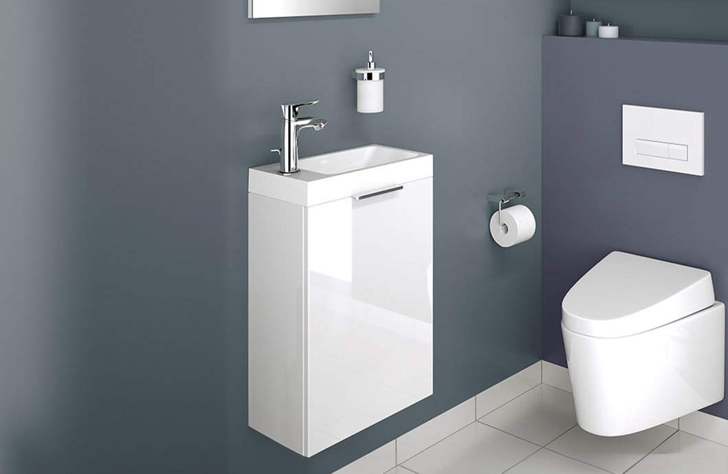 Handbasin cabinet A22 with reversible chrome pulls