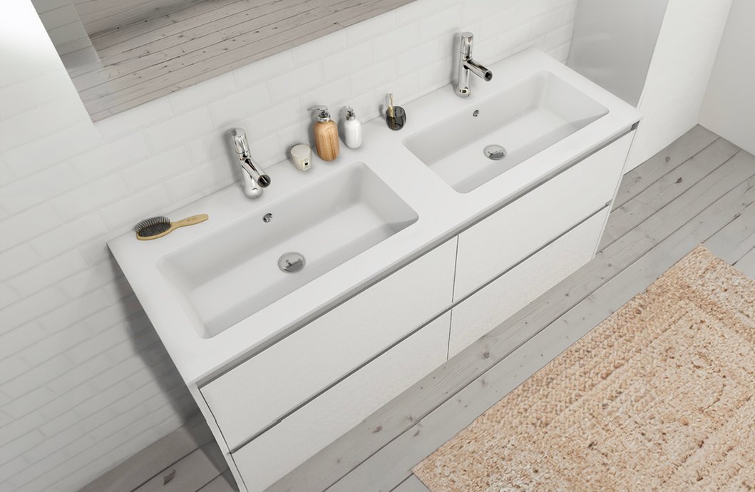 Table vasque Solid mat Doblo 45° 2 vasques