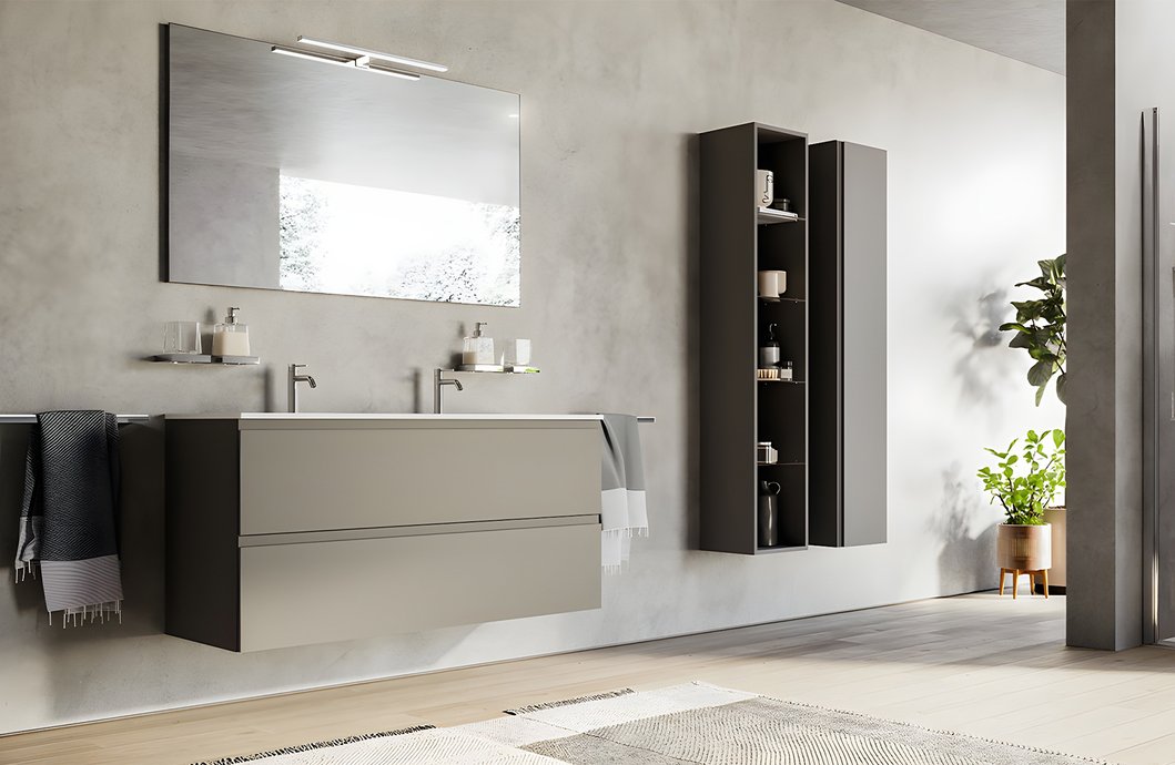 Meubelreeks Leo 2.0 - 2-ladenkast, kleur Seta Mat, B. 120 cm