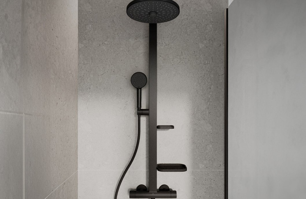 Shower mixer tap with thermostat Alu+