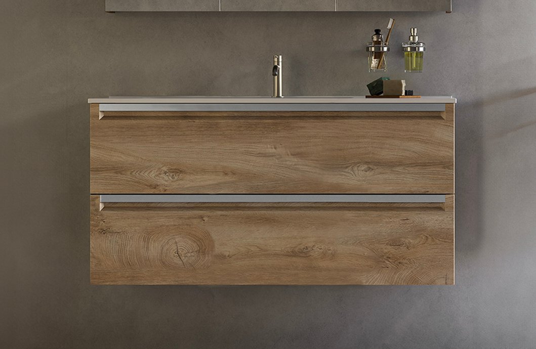 Cabinet Leo 2 drawers wood laminate Rovere Naturale
