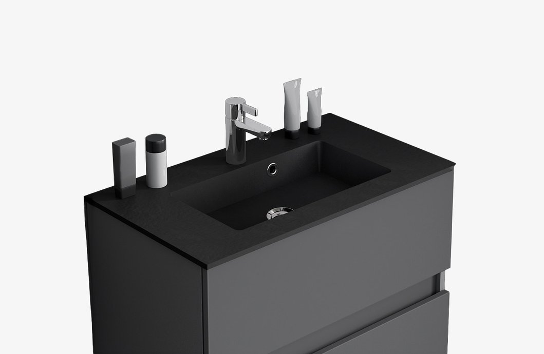 Kunstmarmer wastafelblad steeneffect mat zwart D-motion