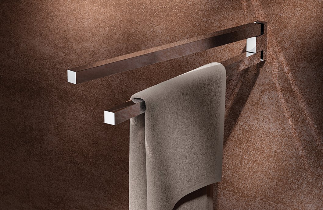 Range of accessories Edition 90 Square: 2-arm towel holder