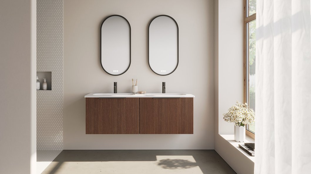 Série de meuble Free - Coloris noyer décor velours, L. 120 cm