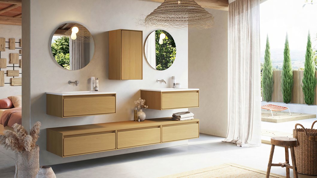 Série de meuble Epic - Meuble 4 tiroirs en coloris Chêne Naturel, L. 140 cm