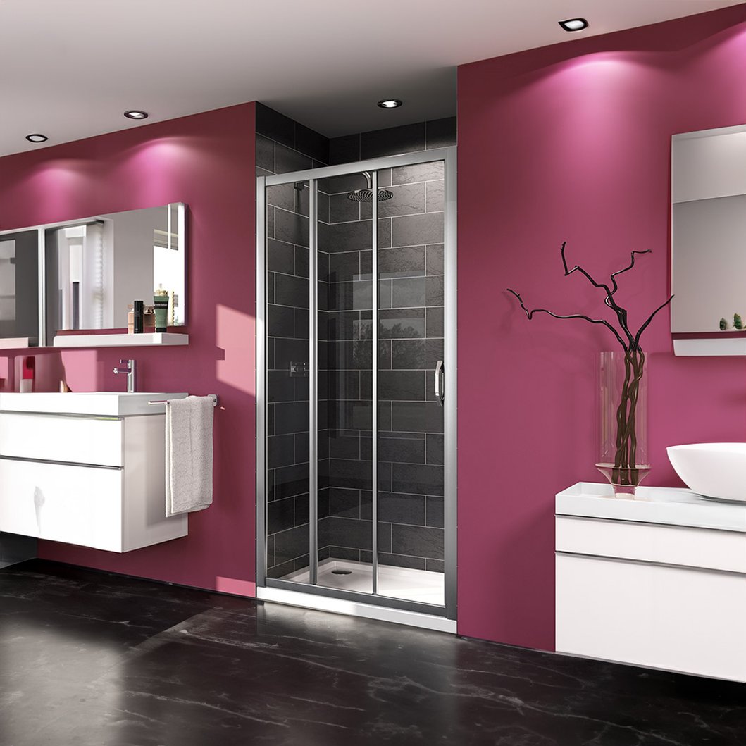 Sliding door D-motion in 3 panels for niche  or corner installation