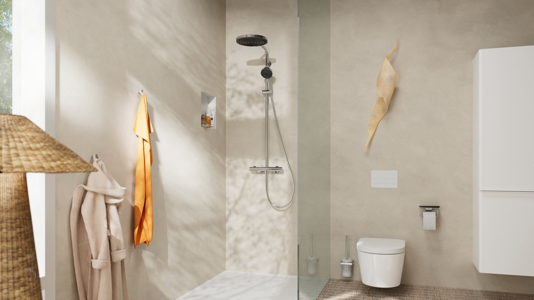 Douchecombinatie Pulsify S Puro 260 EcoSmart met Ecostat Fine thermostaat en staafhanddouche - 1 straal