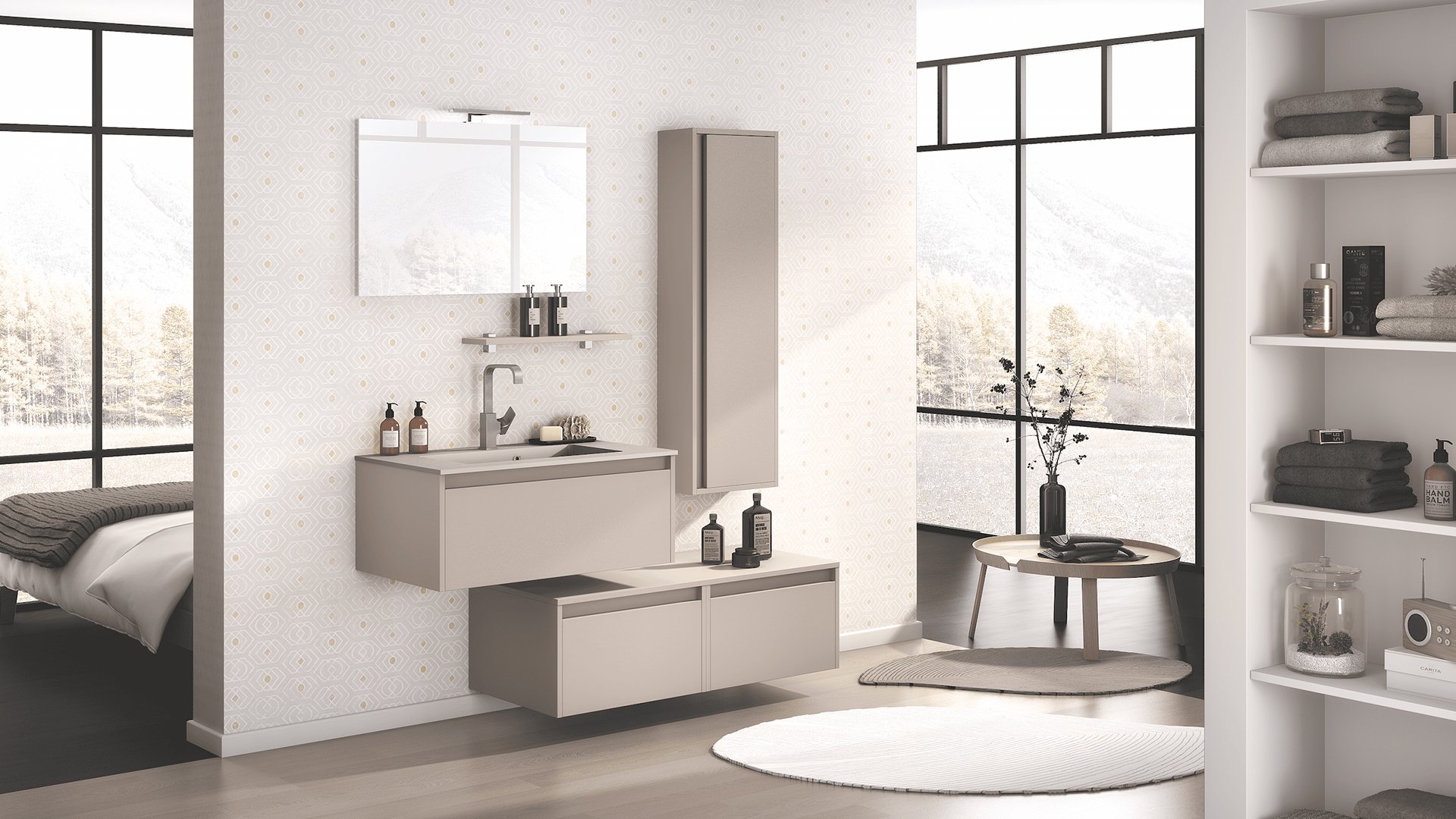 Furniture range D-motion - 1 sliding unit in Matt Clay color, L. 90 cm
