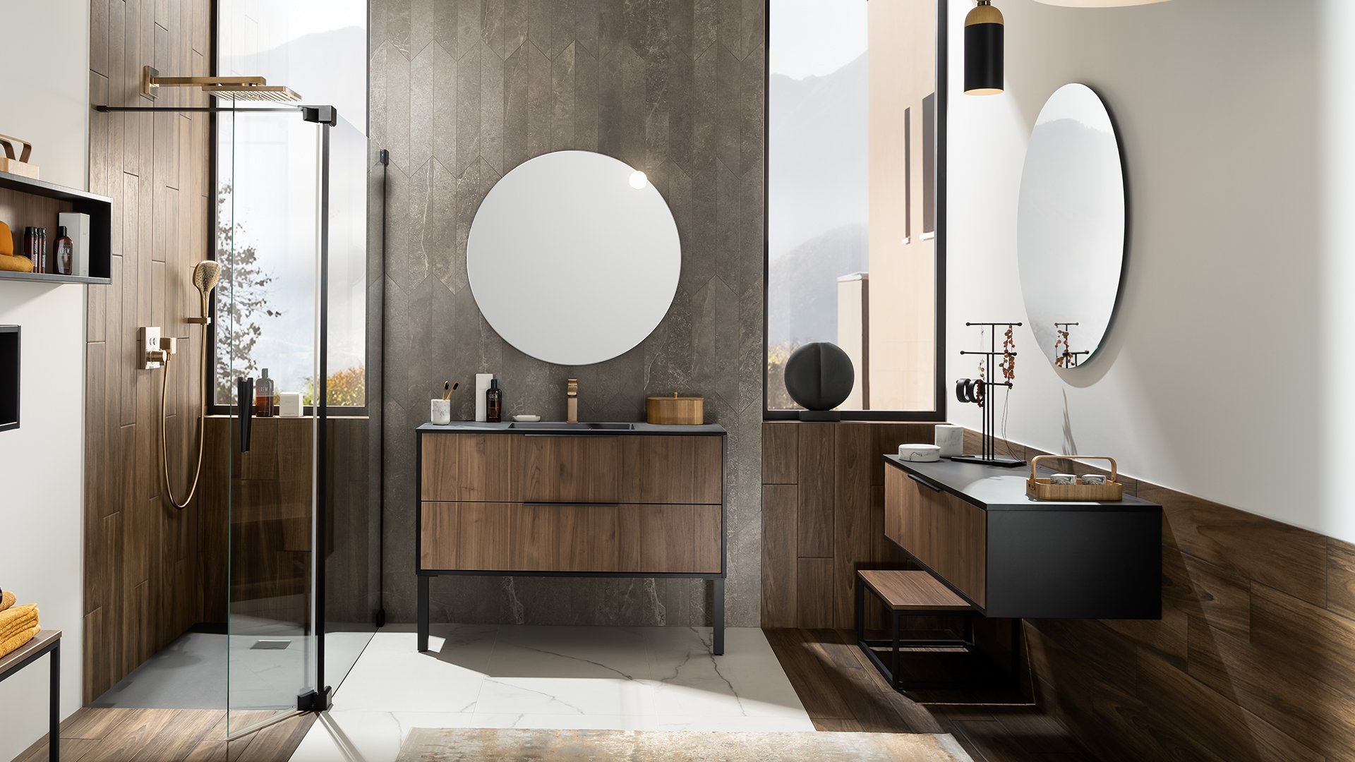 Furniture range Ultra Cadra - Brown walnut and matt black, L.120cm