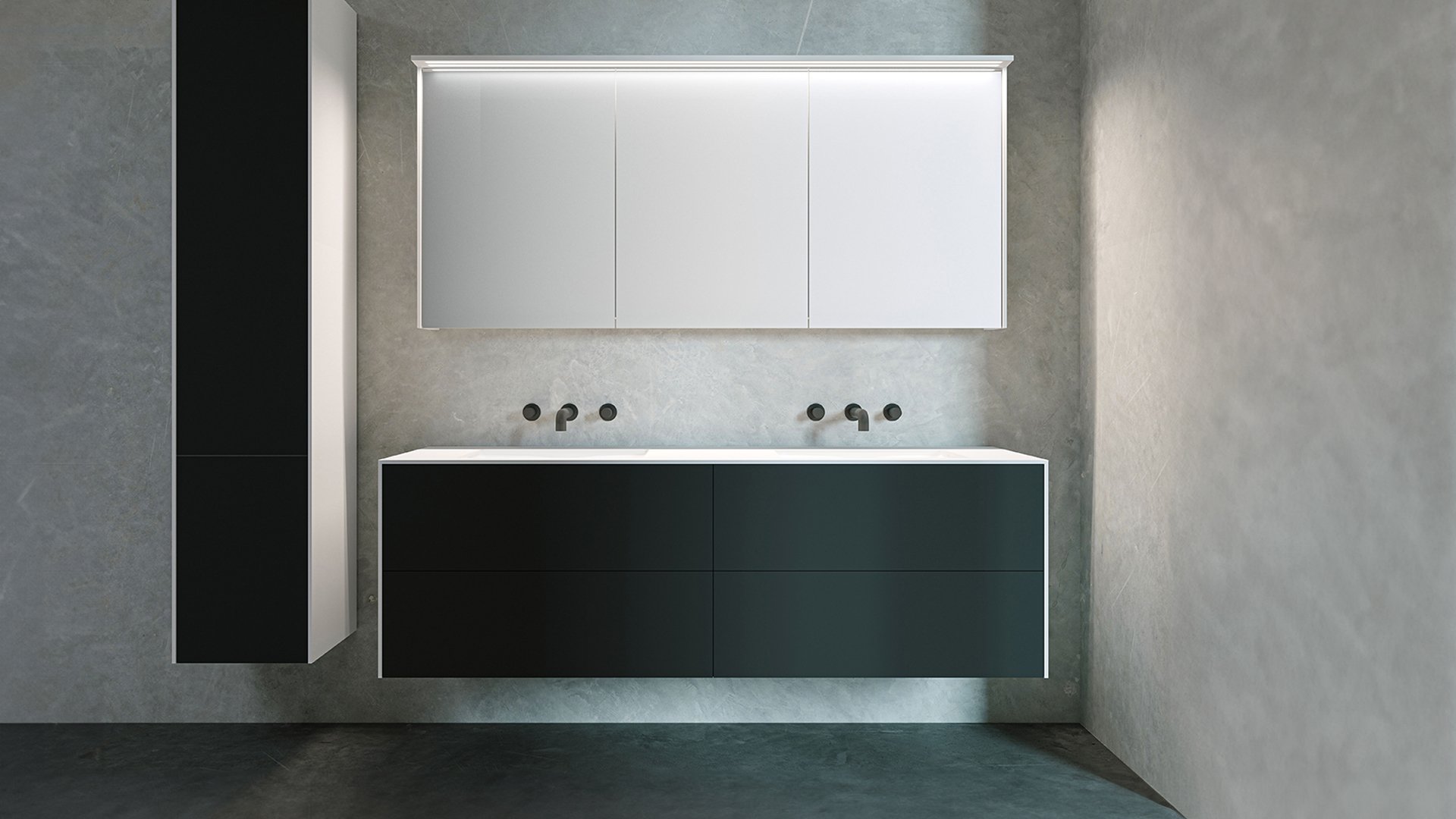 Furniture range Luxus - 4 drawers in lacquered black, L. 160 cm