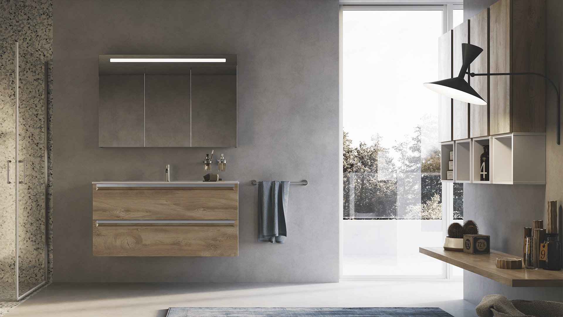 Furniture range Leo - Rovere Naturale color, L. 120 cm