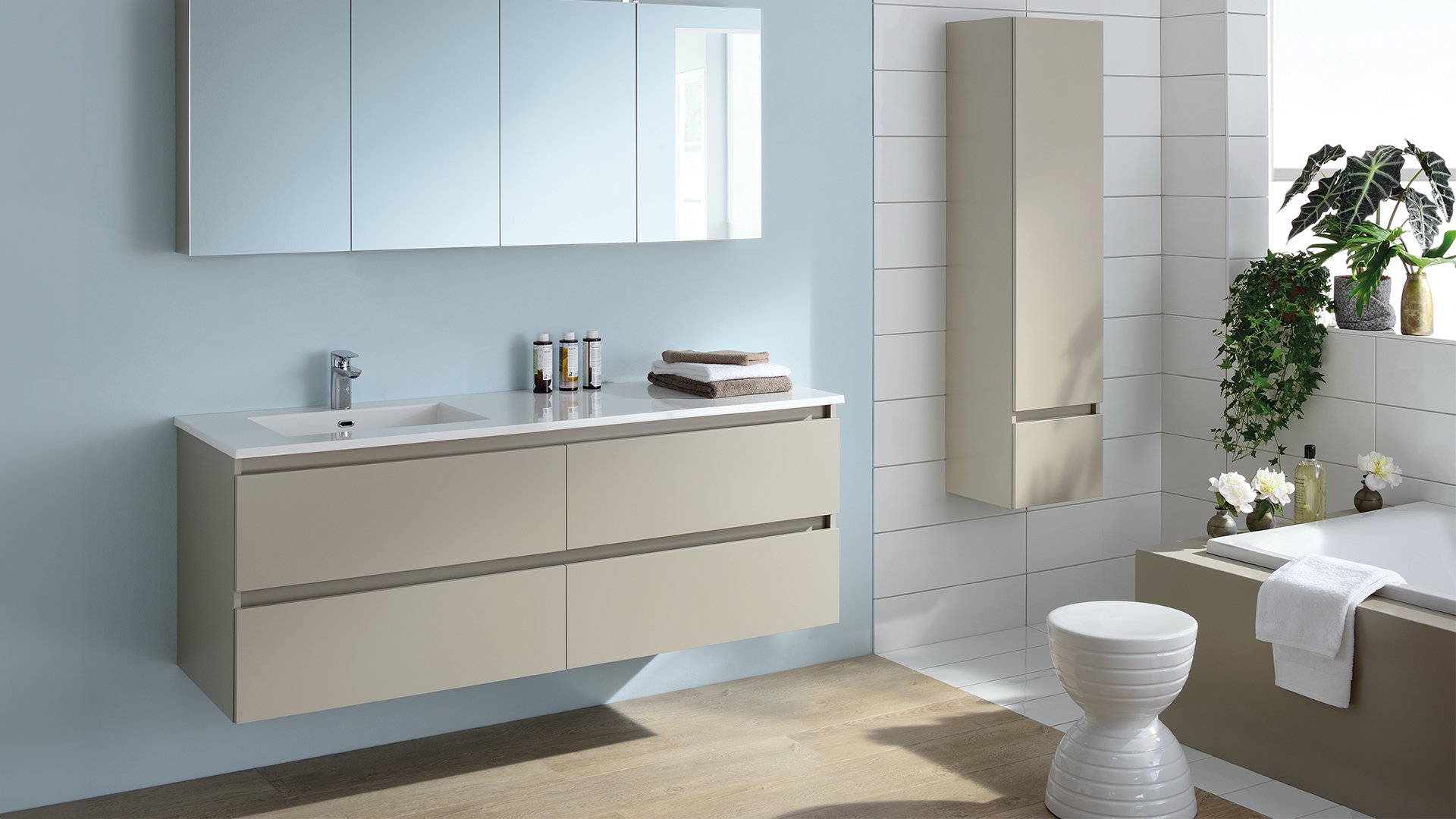 Série de meuble Sobro - Meuble 4 tiroirs coloris argile, L. 160 cm