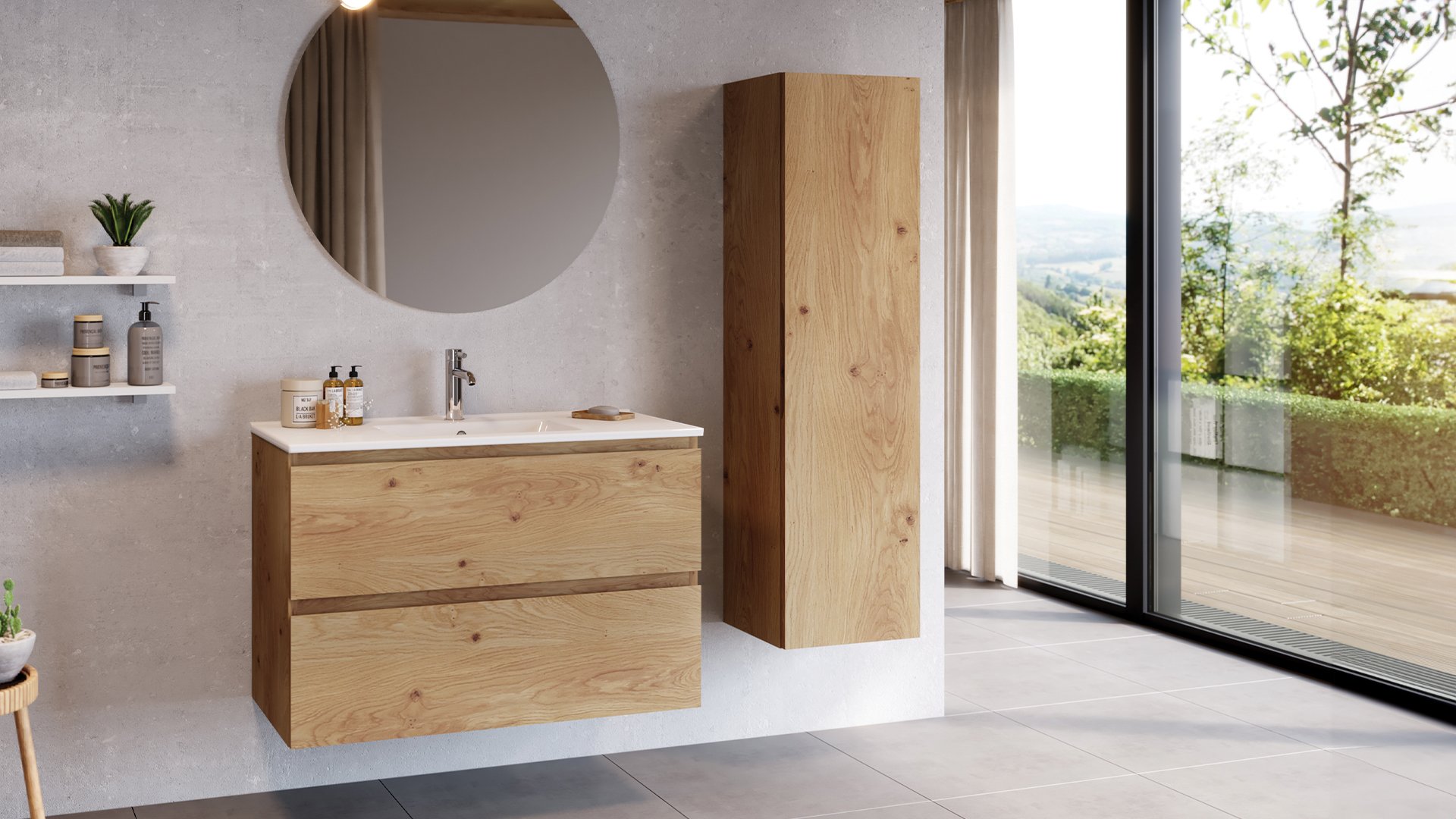 Furniture range Impact - Base unit in Arlington Oak, W. 90 cm