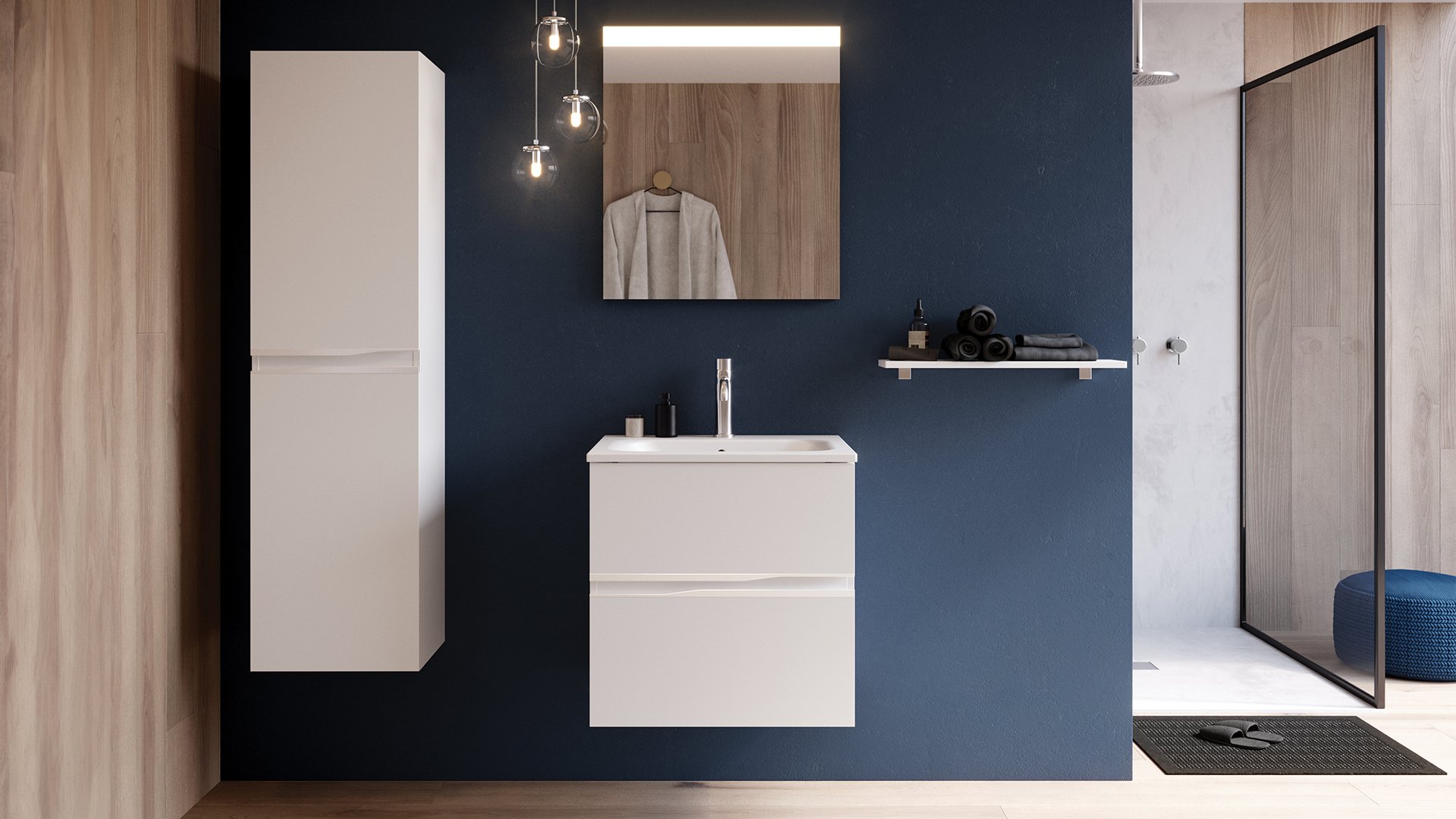 Furniture range Lateral 2.0 - 2-drawer furniture in matte white, L. 60 cm