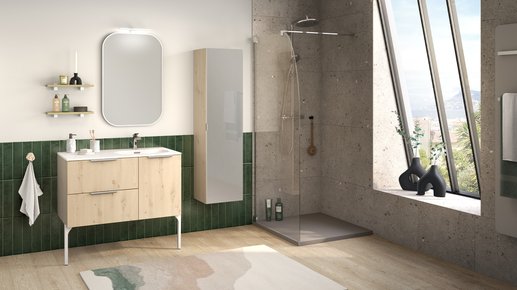 Furniture range Refuge - 2 sliding doors and 1 door, color Natural Structured Oak