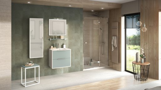 Furniture range Ultra Cadra - Matte Aloe Green and Glossy White, W. 60 cm