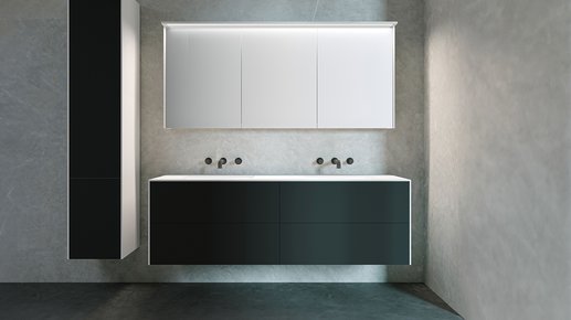 Furniture range Luxus - 4 drawers in lacquered black, L. 160 cm