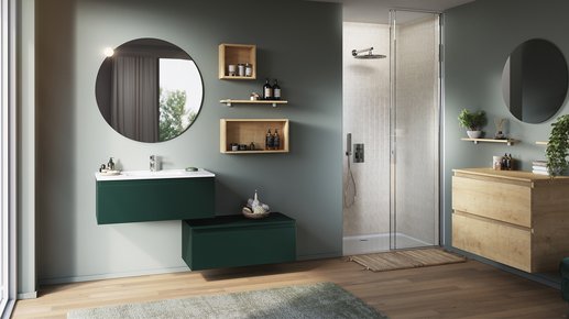 Furniture range Impact - 1-drawer unit, eucalyptus color, W. 90 cm