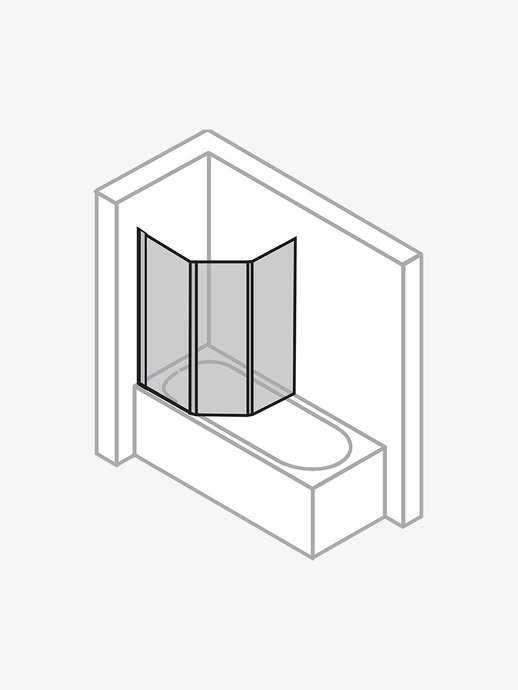 Bathtub screen Combinett 2 with 3 hinged panels