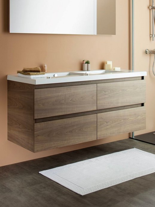 Meuble sous-vasque 4 tiroirs Sobro pour vasque asymétrique gauche