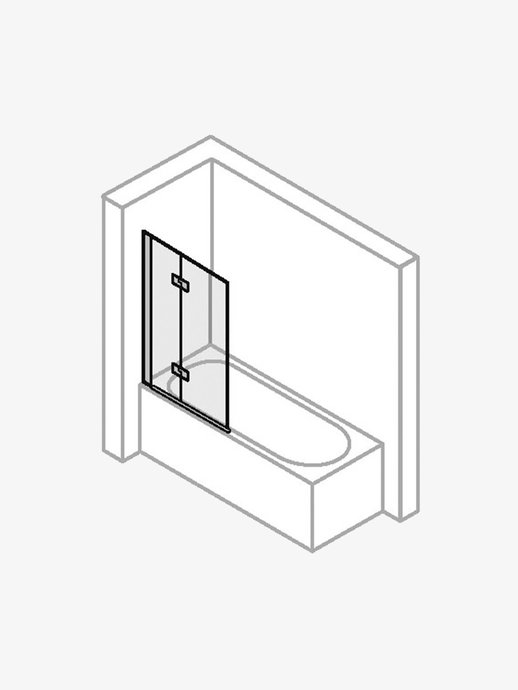 Bathtub screen Design Pure with 2 hinged panels