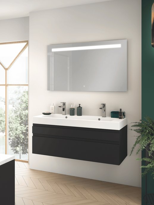 Meubelreeks C40 - 2 lades Mat Zwart, B.120cm