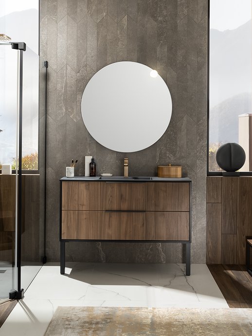 Meubelreeks Ultra Cadra - Bruin walnoot en mat zwart, L.120cm