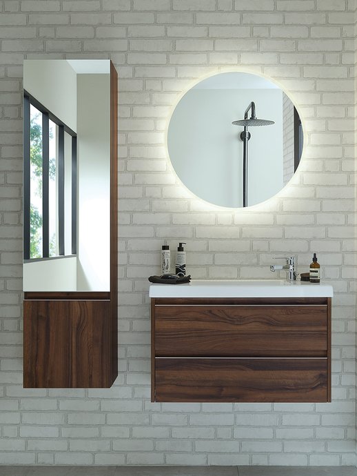 Furniture range XS - 2-drawer furniture, natural walnut color, W. 80 cm