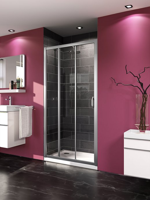 Sliding door D-motion in 3 panels for niche  or corner installation