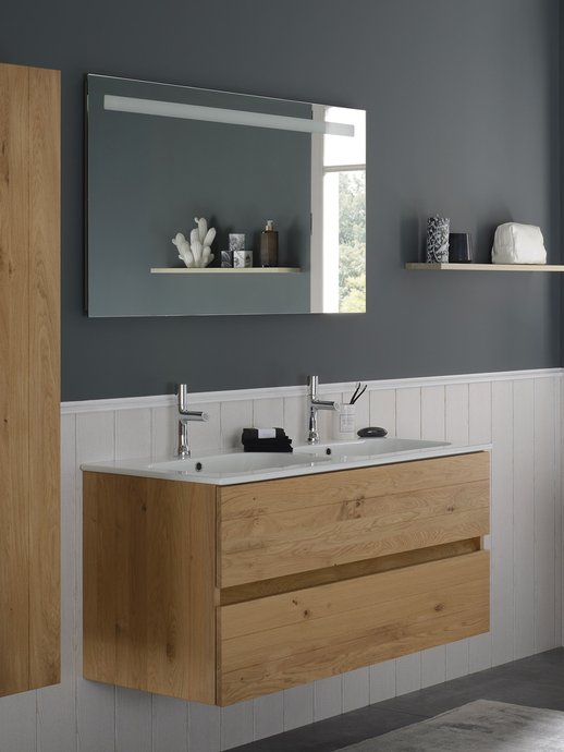 Furniture range Eleven - Country-style Front and Natural Oak Color, W. 120 cm