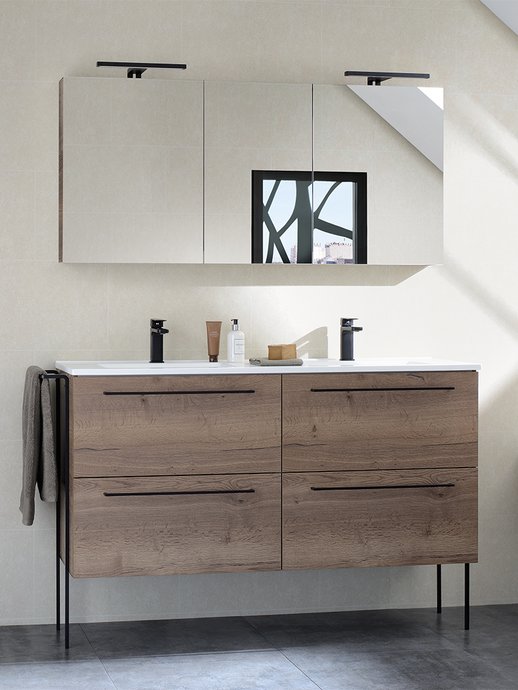 Furniture range Impact - 4-drawer unit in Tobacco Oak, W. 140 cm