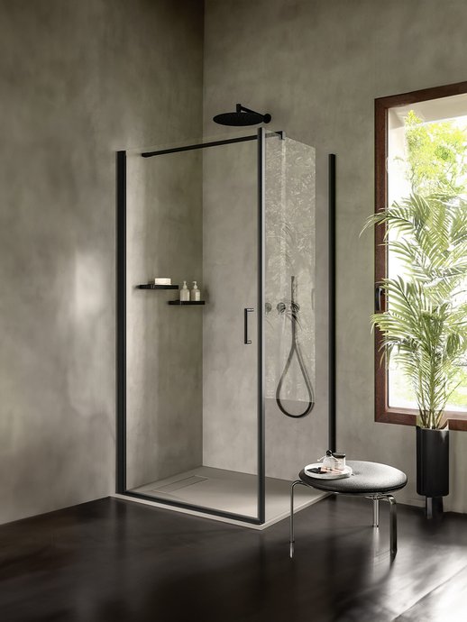 Hinged door Claire Design for corner installation