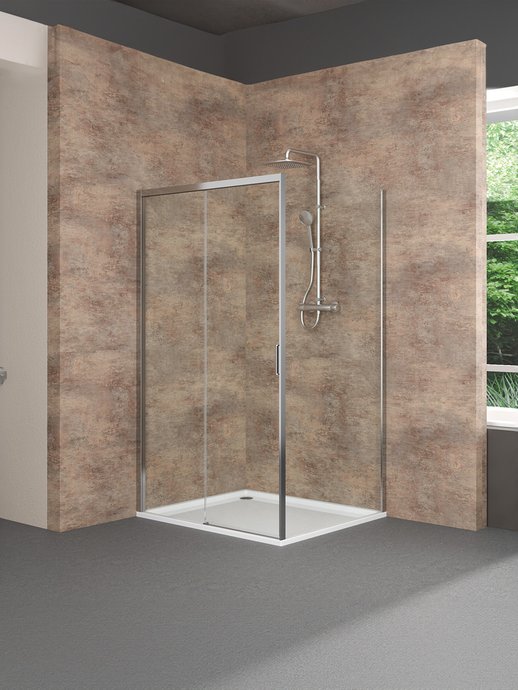 Schuifdeur en vaste wand Individual 2.0 voor hoekmontage