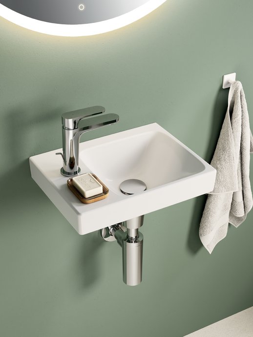 Asymmetrical handbasin Geberit Caluna
