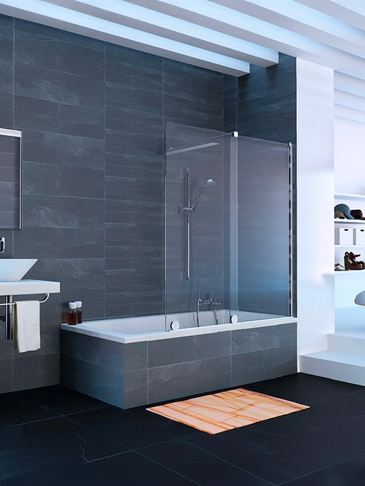 Bathtub screen Xtensa with 1 sliding and 1 fixed panel