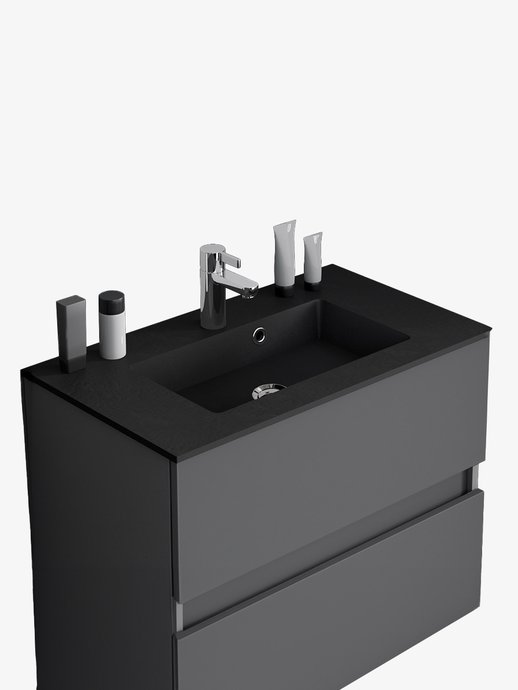 Matt black stone-effect synthetic marble vanity top D-motion