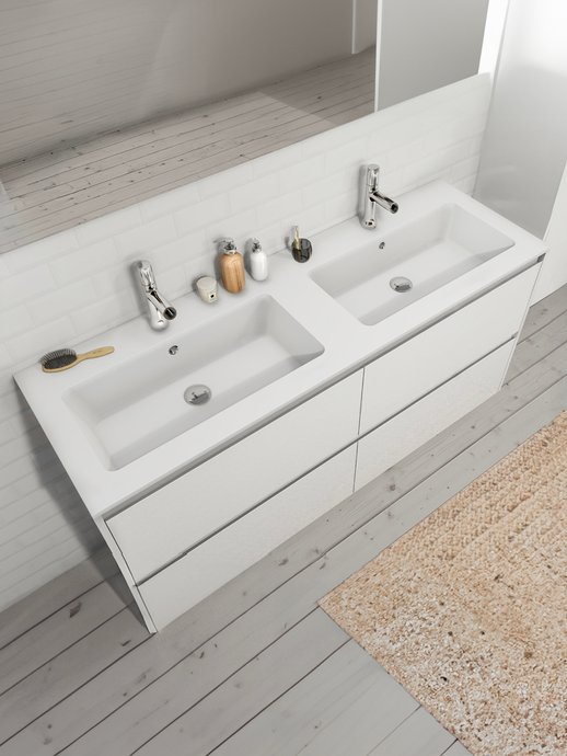 Vanity unit solid matt Doblo 45° 2 basins