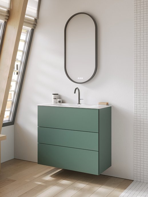 Furniture range Free - Mat sage grey, 3 drawers, L. 80 cm