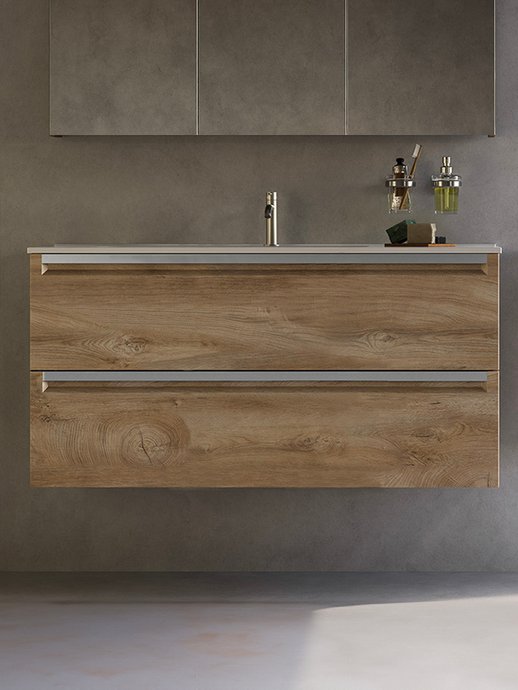 Cabinet Leo 2 drawers wood laminate Rovere Naturale