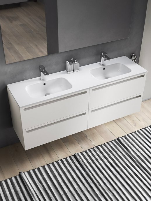 Cabinet Leo 4 drawers matt white lacquered