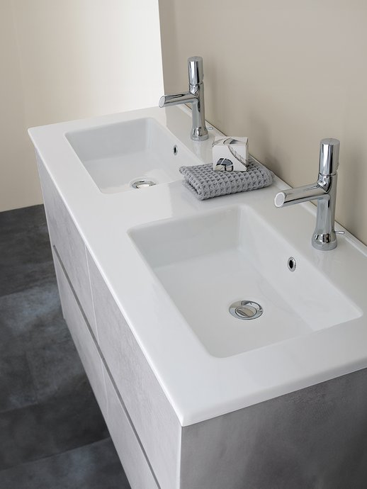 Ceramic washstand top Doblo 45° 2 basins