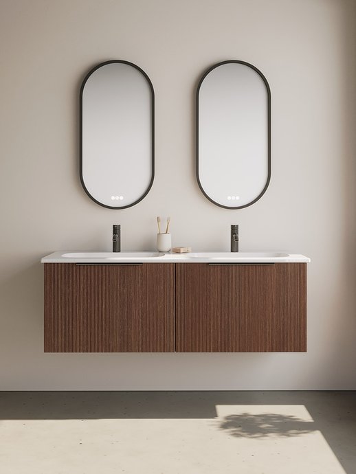 Furniture range Free - Velvet walnut decor color, L. 120 cm