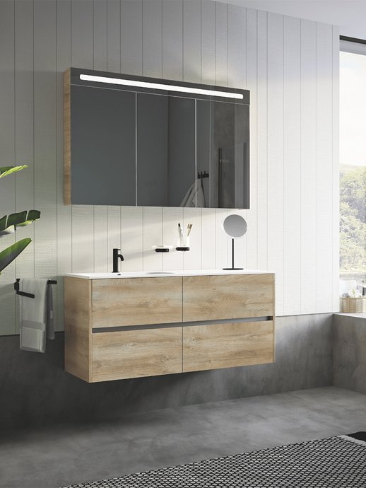 Série de meuble Leo 3.0 - Coloris Rovere Natural, L. 120 cm