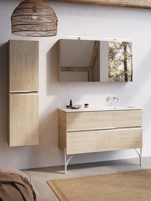 Furniture range Lateral 2.0 - Furniture in light Hickory color, L. 120 cm